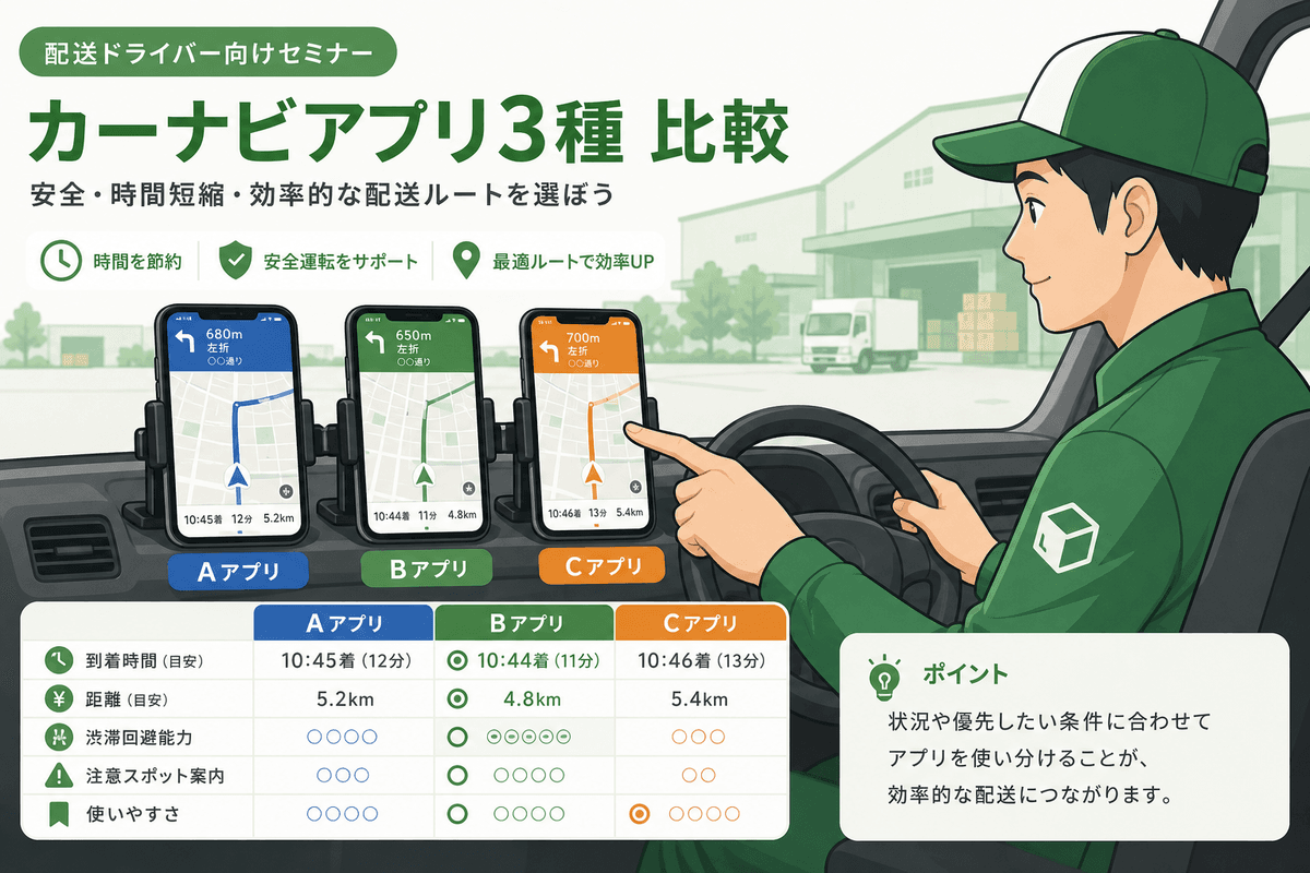 カーナビアプリ無料おすすめ!業務用途で選ぶ7選