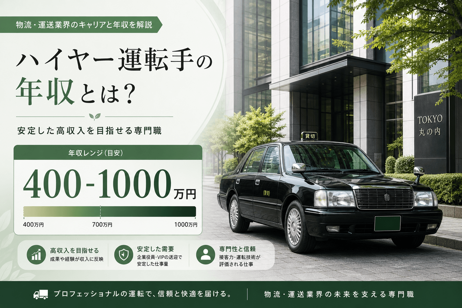 ハイヤー運転手の年収は?1000万円への道筋も